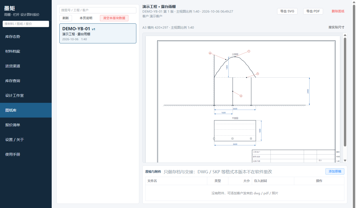 同一页的图纸预览：A3 横向 420×297，主视图带尺寸标注